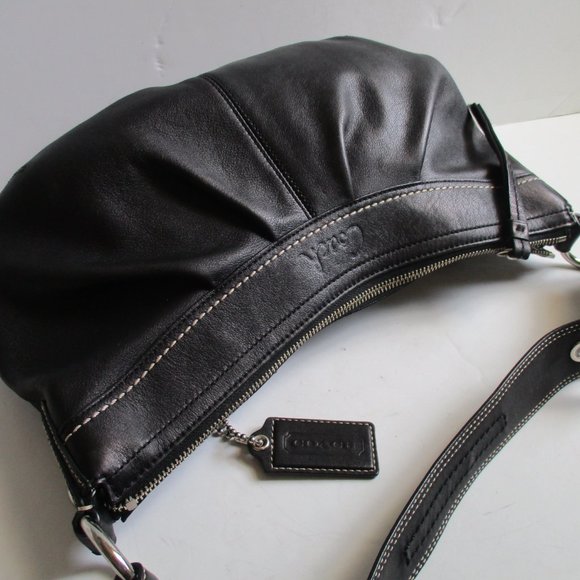 COACH Black Soft Leather HOBO Satchel - Picture 8 of 9